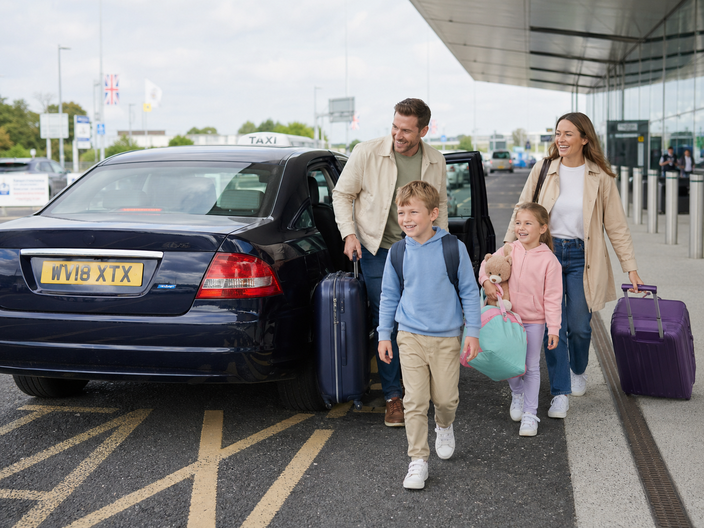 family at the airport